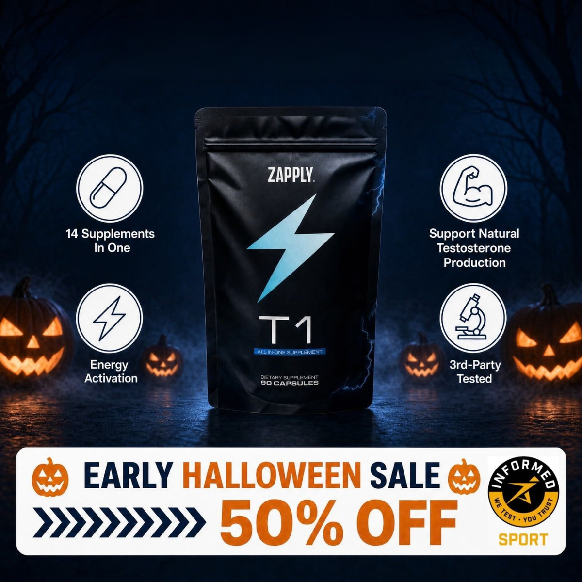 Zapply T1 | All-In-One Formula for Testosterone & Energy.